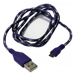 Kabel USB A - micro-USB B, 1m, fioletowy oplot