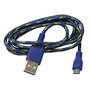 Kabel USB A - micro-USB B, 1m, niebieski oplot