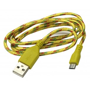 Kabel USB A - micro-USB B, 1m, żółty oplot