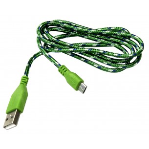 USB A cable - micro-USB B, 1 m, green braid