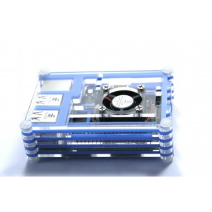 Raspberry PI 2 / B + / 3 housing with a light-blue fan