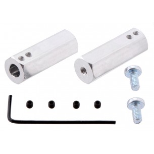 A pair of 6mm to 12mm shaft adapters for model wheels (extended)