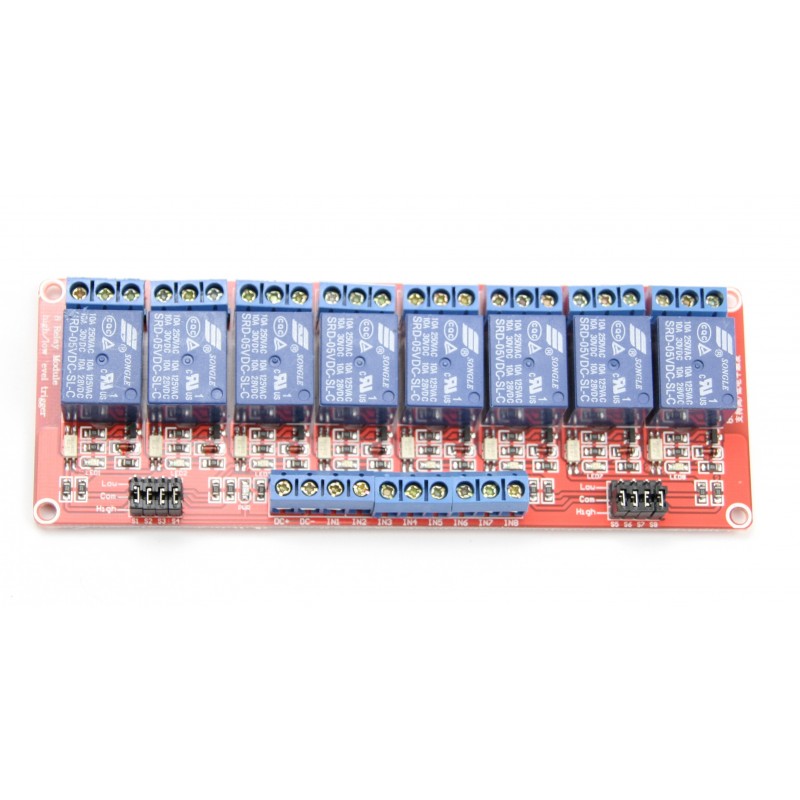 modRL08_ISO - power module with eight 5V relays and optoisolation of inputs