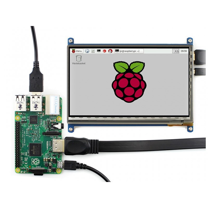 7-дюймовий (B) сенсорний РК-дисплей 800x480 з HDMI для Raspberry Pi - Waveshare 10829