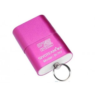 Mini-micro USB SD card reader, pink