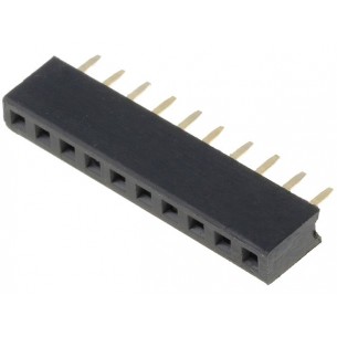Female pin-ins connector, 10-pin, straight 2mm, THT