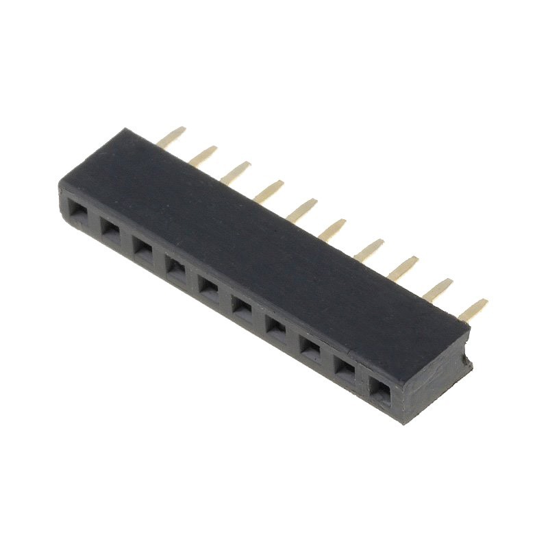 Female socket, 10-pin, straight 2mm, THT