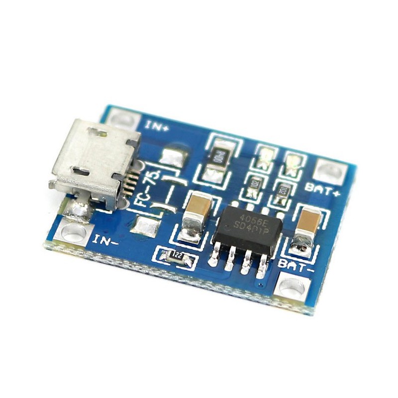 Li-ion battery charger module with TP4056 chip and microUSB connector