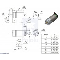 Pololu 12V 4.4: 1 HP with encoder 48 CPR 25Dx48L mm - dimensions
