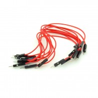 Connection cables M-M, red, 15 cm, for contact plates - 10 pcs.