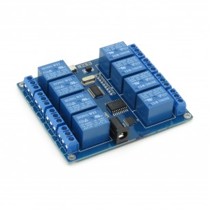 modRL08_uUSB - power module with eight 10A and UART / USB relays