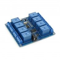 modRL08_uUSB - moduł mocy z ośmioma przekaźnikami 10A oraz UART/USB