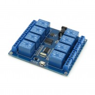 modRL08_uUSB - moduł mocy z ośmioma przekaźnikami 10A oraz UART/USB