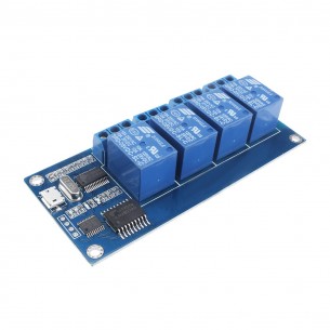 modRL04_uUSB - power module with four 10A relays and UART / USB interface