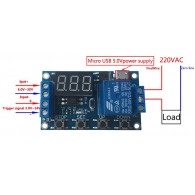 modRL01_Time Delay - sposób podłączenia obciążenia 230V (UWAGA! Wysokie napięcie!)