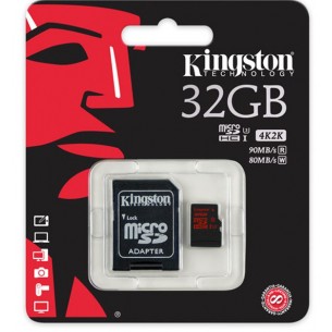 Karta pamięci Kingston micro SDHC 32GB class 10, 90R/80W z adapterem