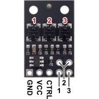 QTRX-HD-03A - module with 3 reflectance sensor with analog output