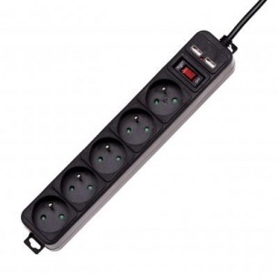 Akyga Surge Protector 5 sockets / 2 USB / 1.5m