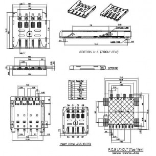 MicroSIM card connectors (micro SIM card holder) 8-pin