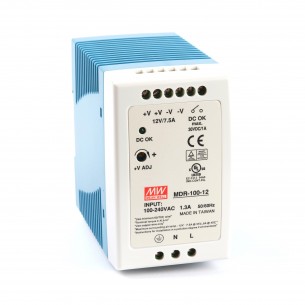 Switching power supply 90W, 12VDC, 7.5A, MDR-100-12 Mean Well