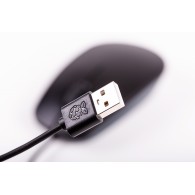 The official Raspberry Pi optical mouse in black and gray