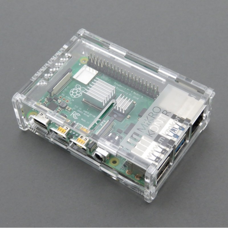 Прозорий корпус Raspberry Pi 4 з логотипом MIKROKONTROLER