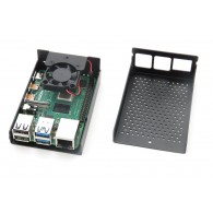 Aluminium case for Raspberry Pi 4 with fan, black