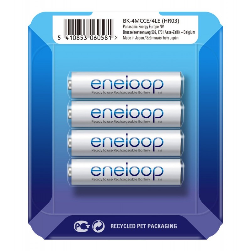 Panasonic Eneloop R03/AAA 800mAh Rechargeable Batteries - 4 pcs