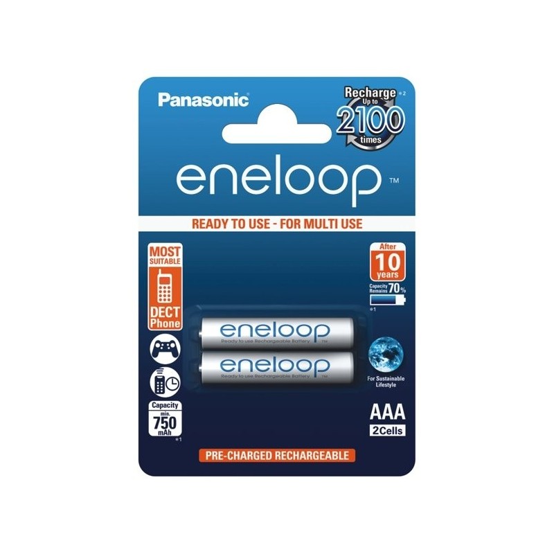 Panasonic Eneloop R03/AAA 800mAh Rechargeable Batteries - 2 pcs