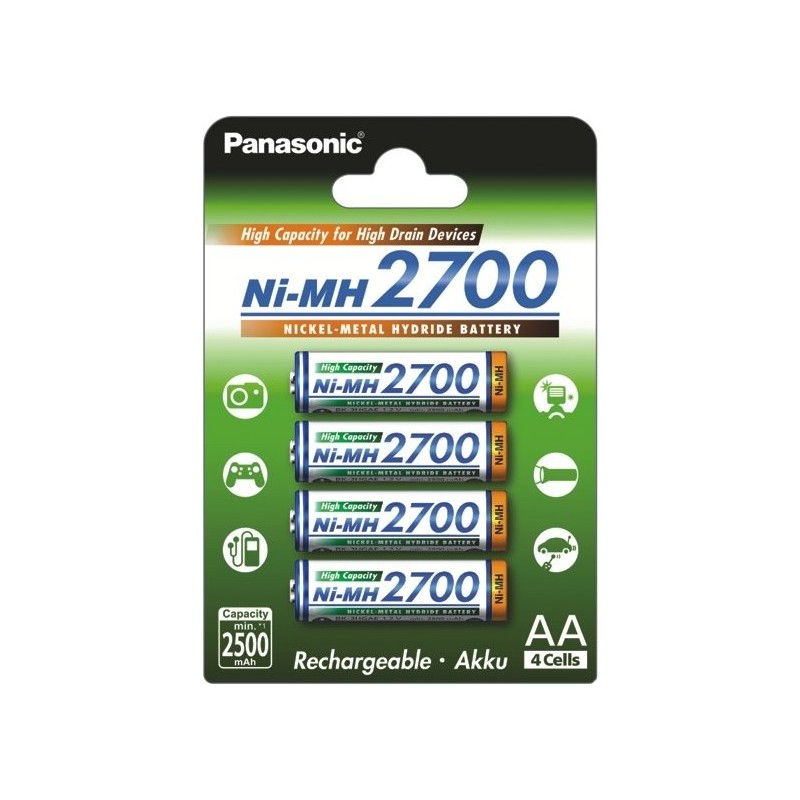 Panasonic R6/AA 2700mAh Rechargeable Batteries - 4 pcs