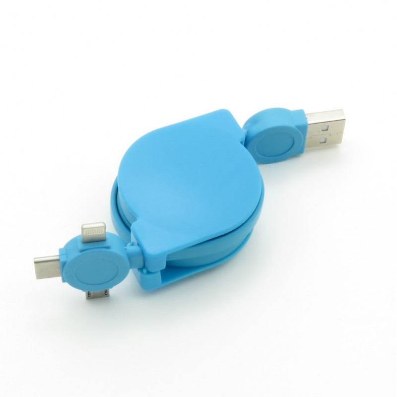 Câble rétractable USB-C vers USB-C/Lightning/Micro-USB B