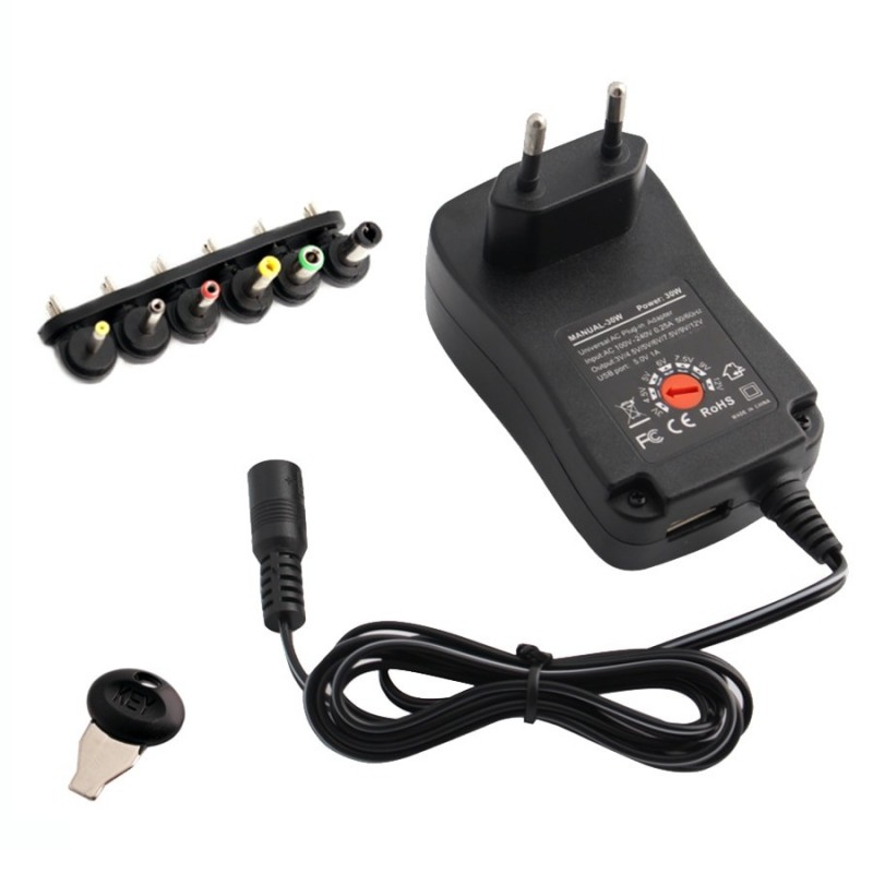 Multifunctional 3-12V/30W USB power supply and DC EU plug Multifunctional 3-12V/30W USB power supply and DC EU plug