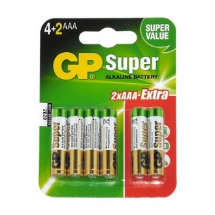 Battery AAA (R3, LR03) 1.5V alkaline GP Super - 6 items