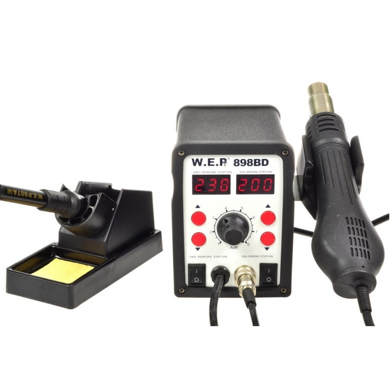 thumbnail image 2 of WEP 938BD-II Soldering & Hot Air Rework Station – ESD-Safe With LED Lamp, Tweezers, Stand – 220V? (Check Voltage) 2 of 5