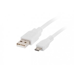 Przewód USB microUSB 1m biały