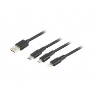 Combo cable USB-A microUSB Lightning USB-C 1.8m black (CHARGING ONLY) 