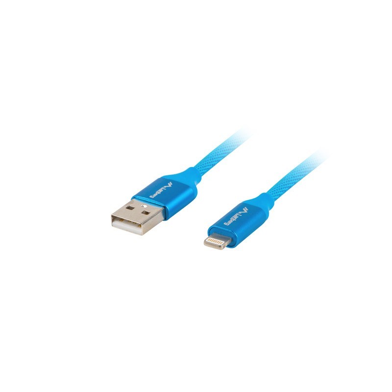 Przewód USB-A lightning 1,8m oplot niebieski