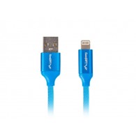 Przewód USB-A lightning 1,8m oplot niebieski