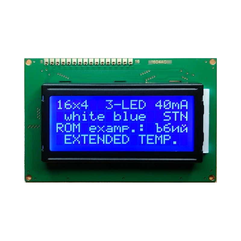 LCD-EC-1604A-BIW W/B-E6 C - Alfanumeryczny wyświetlacz LCD 4x16