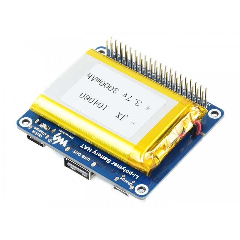 Li-polymer Battery HAT - Nakładka z baterią Li-po dla Raspberry Pi Li-polymer Battery HAT - Nakładka z baterią Li-po dla Raspberry Pi