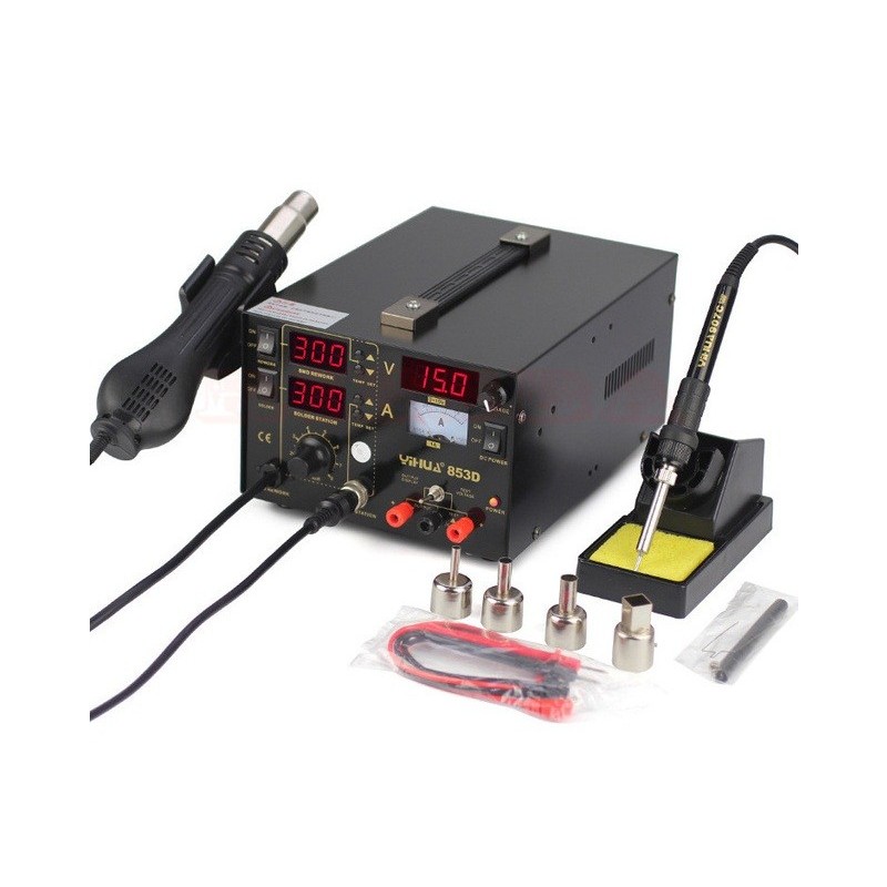 YIHUA 853D - Hotair 5in1 soldering station, tip, power supply, signal tester and voltage meter
