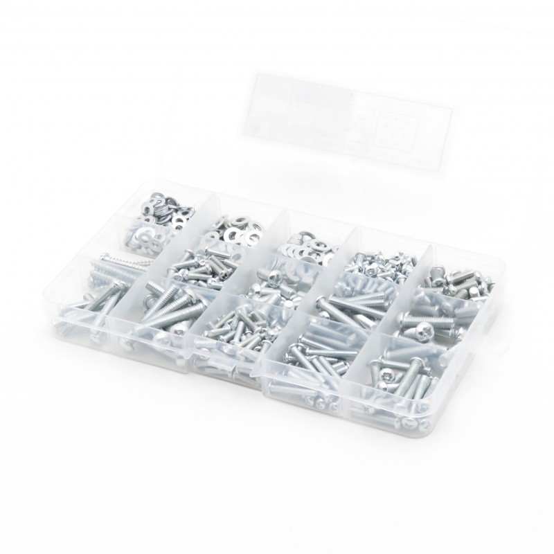 Set of cross screws, nuts and washers 500 pieces
