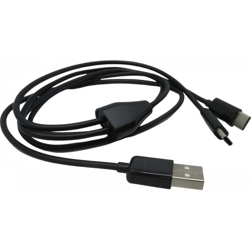 Przewód USB A - 2x usb Typ-C 1m czarny