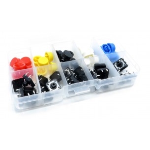 Tact switch microswitches with colored caps - set of 25