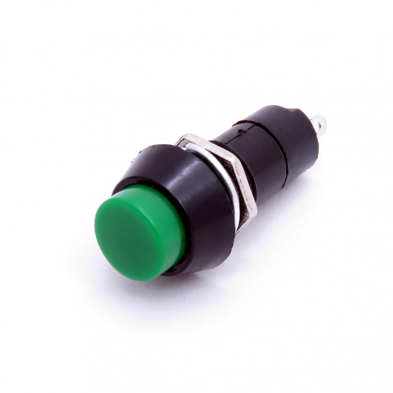 Self-locking Push Button - 12mm round bistable button (green)