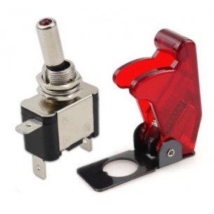 Toggle switch SPST 12V/20A with a cover and LED illumination (red)