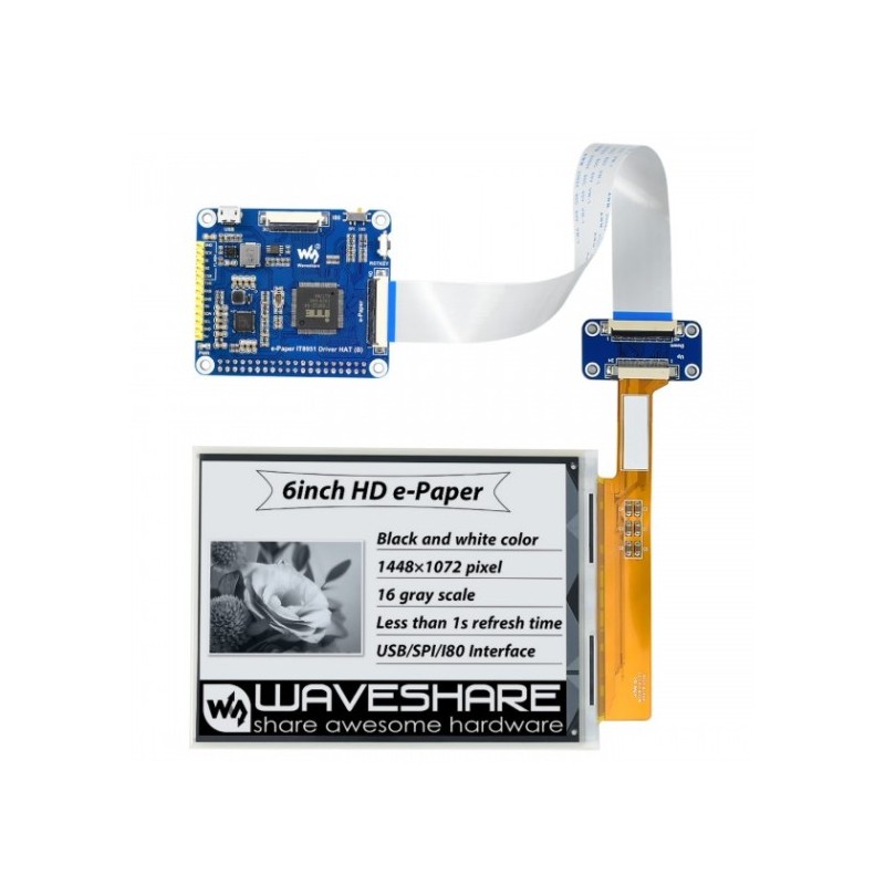 6inch HD e-Paper HAT - moduł z wyświetlaczem e-Paper 6" 1448x1072 dla Raspberry Pi