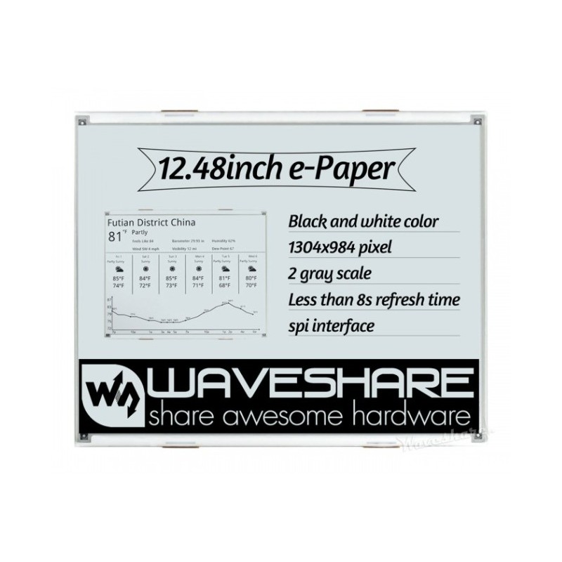 12.48inch e-Paper - 12.48" 1304x984 black and white e-Paper display