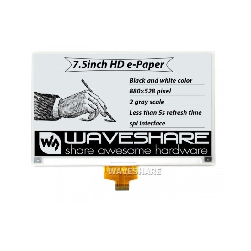7.5inch HD e-Paper - czarno-biały wyświetlacz e-Paper 7,5" 880x528