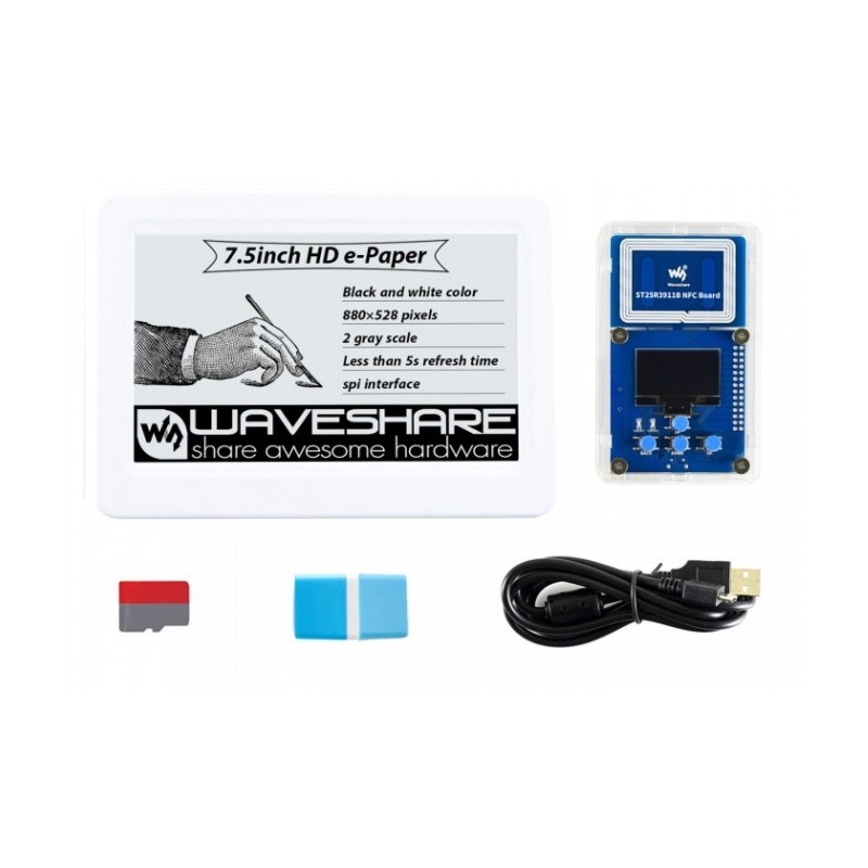 7.5inch NFC-Powered HD e-Paper Eval Kit - zestaw z wyświetlaczem e-Paper 7,5" + moduł NFC